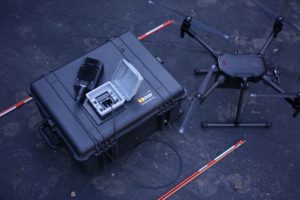 Tethered drone with ground control system in pelican case